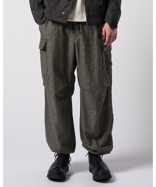 ワイドパンツ カーゴパンツ natural blend wool easy cargo メンズの画像