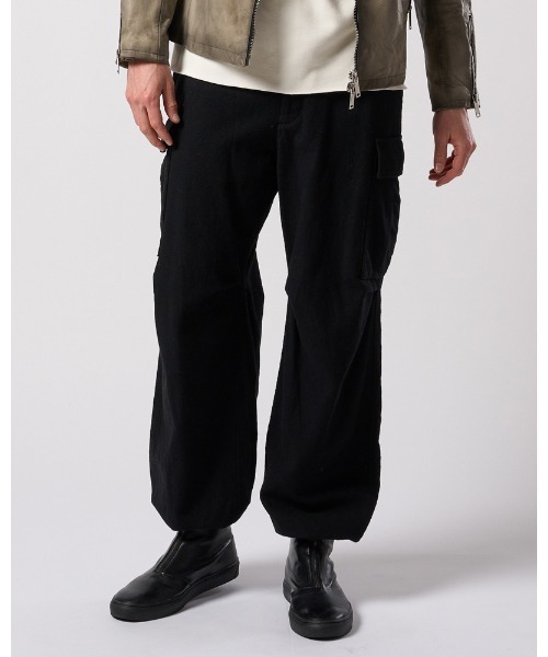 ワイドパンツ カーゴパンツ natural blend wool easy cargo メンズの画像