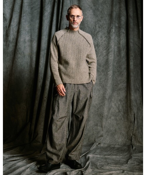 ワイドパンツ カーゴパンツ natural blend wool easy cargo メンズの画像