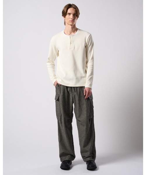 ワイドパンツ カーゴパンツ natural blend wool easy cargo メンズの画像