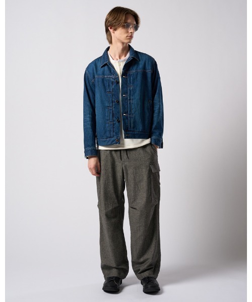 ワイドパンツ カーゴパンツ natural blend wool easy cargo メンズの画像