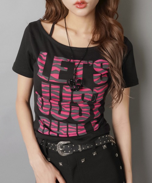  SPINS 半袖Tシャツ ブラウン ピンク S SPINNS（スピンズ） tシャツ ホルターネック半袖カットソー/ピンク