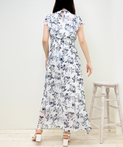 「INGNI」 ノースリーブワンピース M ホワイト×ネイビー レディース_画像4