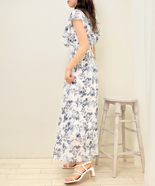 「INGNI」 ノースリーブワンピース M ホワイト×ネイビー レディース_画像5