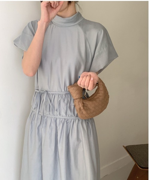 YUGA ワンピース 半袖 YUGA_YGMC Korean-style Ribbon tie tiered