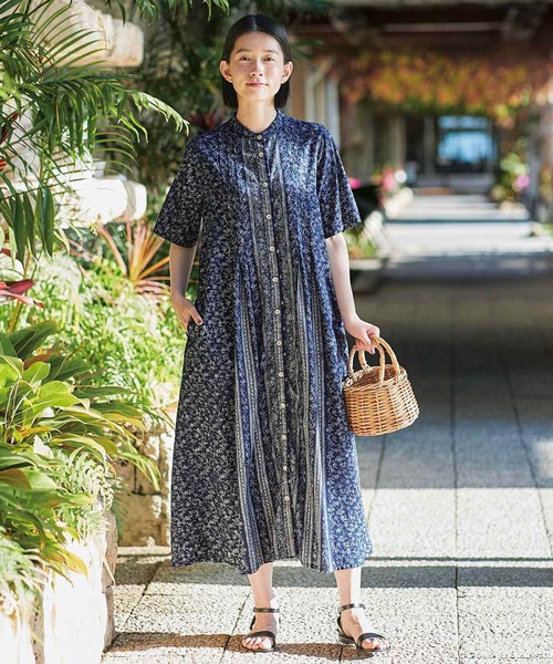 「Sunny clouds」 長袖ワンピース MEDIUM ネイビー レディース_画像2