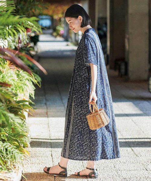 「Sunny clouds」 長袖ワンピース MEDIUM ネイビー レディース_画像4