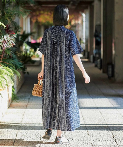 「Sunny clouds」 長袖ワンピース MEDIUM ネイビー レディース_画像5