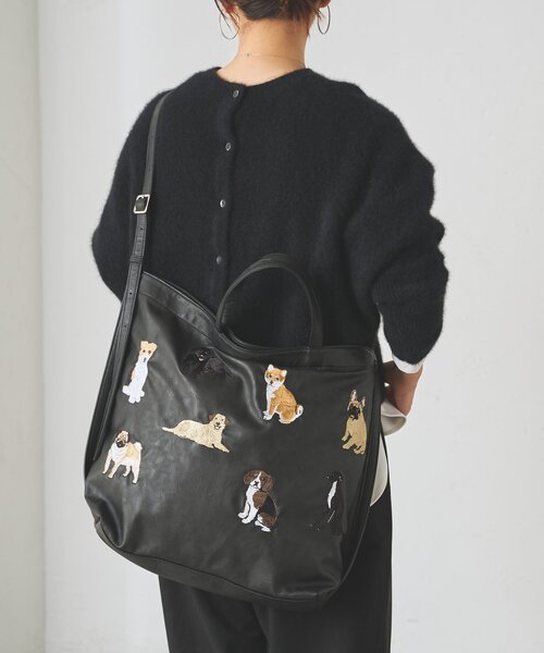 【新品】BEARDSLEY ビアズリー DogプリントBAG 2way ブラック BEARDSLEY（ビアズリー） トートバッグ Dog刺繍トートバッグ