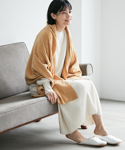 アダムエロペカシミヤ100%大判ストールマフラーベージュひざ掛け