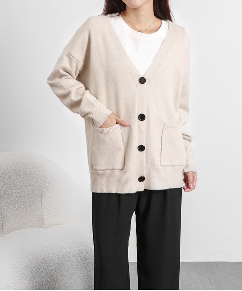 BLANC FICELLE カーディガン オーバーサイズ ニット カーディガン