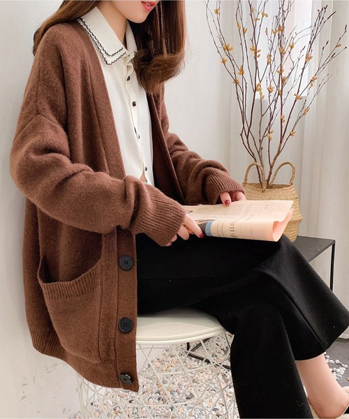 BLANC FICELLE カーディガン オーバーサイズ ニット カーディガン