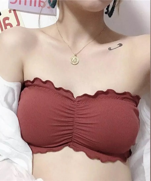 シテチューブトップ Lace Ladies チューブトップ ベアトップ ノンワイヤーリブ