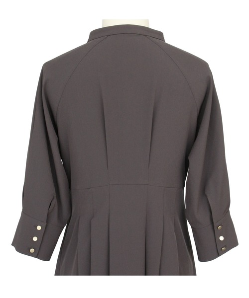 RUIRUE BOUTIQUE ワンピース ウエストタック・バンドカラーロング