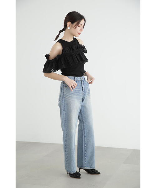 JILL STUART tシャツ コットンエンブロイダリードッキング