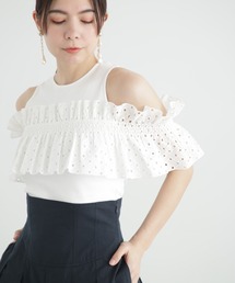 JILL STUART tシャツ コットンエンブロイダリードッキング