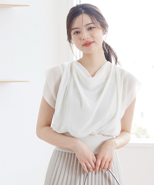 12Twelve Agenda tシャツ ドレープネックインナー付プルオーバー