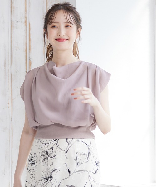tシャツ ドレープネックインナー付プルオーバー レディース 12Twelve Agenda tシャツ ドレープネックインナー付プルオーバー