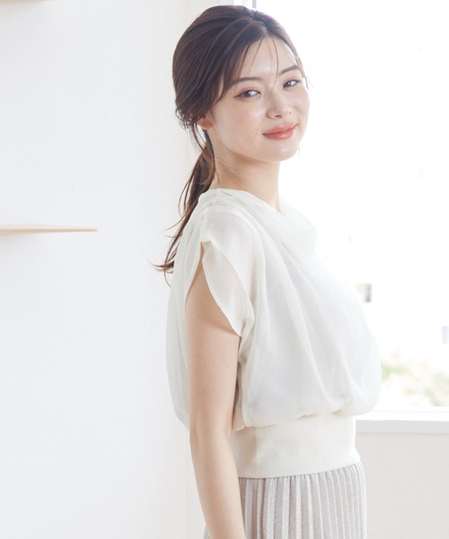 tシャツ ドレープネックインナー付プルオーバー レディース 12Twelve Agenda tシャツ ドレープネックインナー付プルオーバー