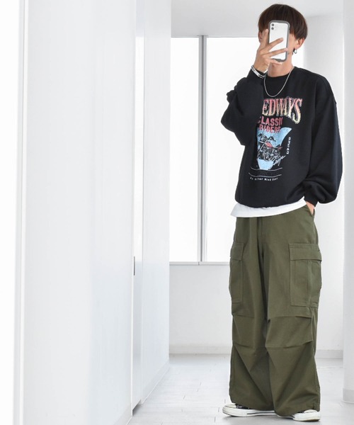 トレーナー スウェット TC 裏毛 クルーNプリント(SPEEDWAYS