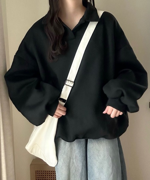 Cham. トレーナー スウェット ゆるだぼ襟つきスウェット レディース