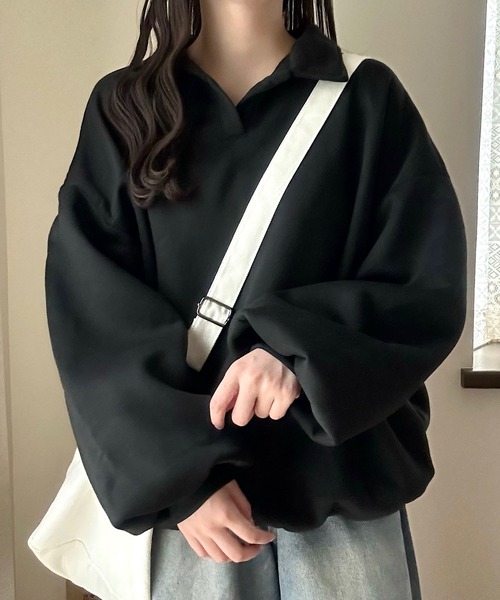 Cham. トレーナー スウェット ゆるだぼ襟つきスウェット レディース