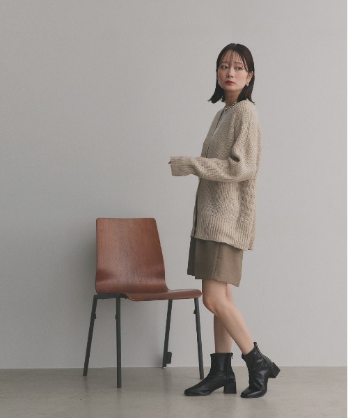 ad thie（アドティエ） カーディガン 片畦編み・Vネック MIXニット