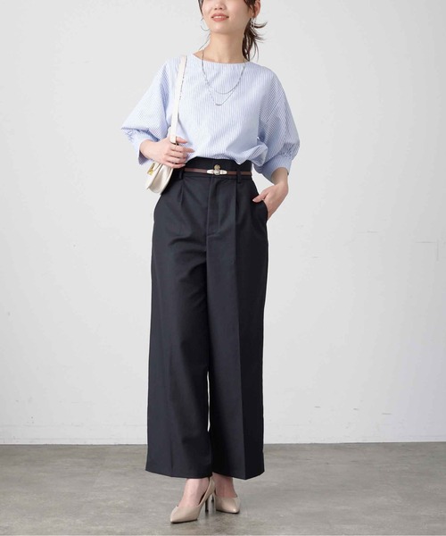 ハイライズ コットンツイル ワイドパンツ コットン ツイル ワイドレッグ パンツ （その他パンツ）｜LAUREN
