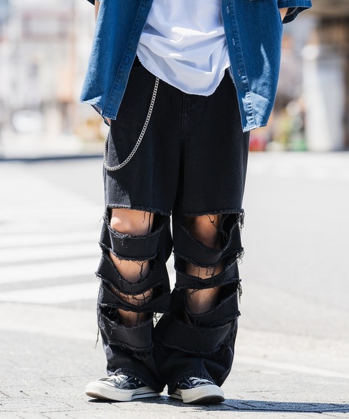 improves（インプローブス） ワイドパンツ ジーンズ クラッシュ加工