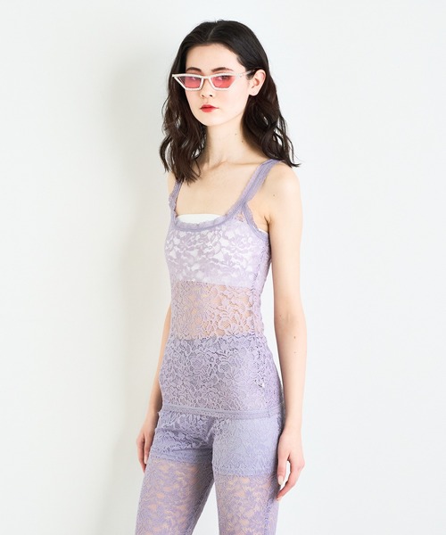 anna sui nyc タンクトップ ノースリーブ ストレッチレースタンク