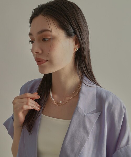 ネックレス K10パール PCチェーンセパレート ネックレス大 レディースの画像
