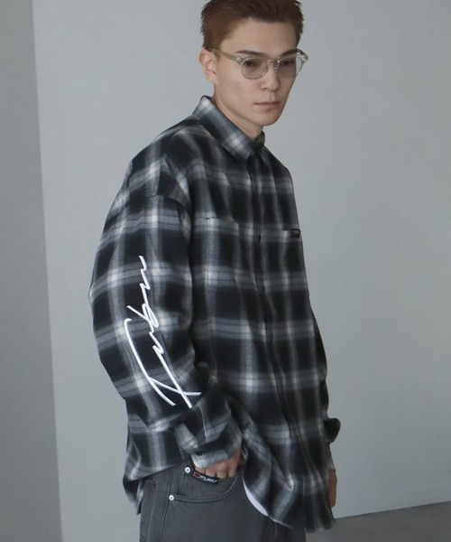 FUBU シャツ 「FUBU/フブ」Check Shirts/ロゴデザイン オンブレ