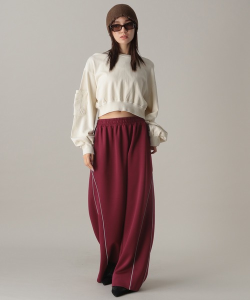 FOREVER21 パンツ 「2024FW」ラインワイドジャージパンツ