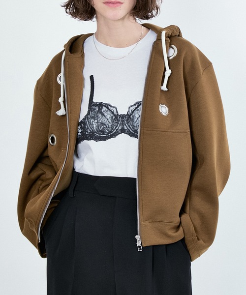 パーカー BIG EYELET STUCK HOODIE レディース メンズ