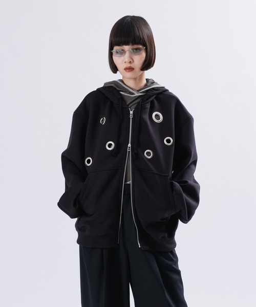 M TO R パーカー BIG EYELET STUCK HOODIE レディース メンズ