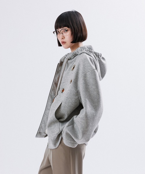 M TO R BIG EYELET STUCK HOODIE