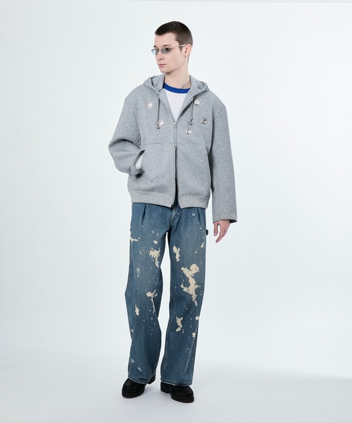 M TO R パーカー BIG EYELET STUCK HOODIE レディース メンズ