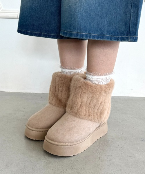 SOLLON.（ソルロン） ブーツ ファーレッグカバームートンブーツ