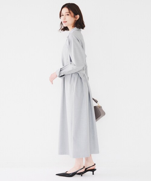 【極美品】UNTITLED 洗える/ゆったり/前開き シャツワンピース 長袖 UNTITLED ワンピース 「洗える/ゆったり/前開き」シャツ