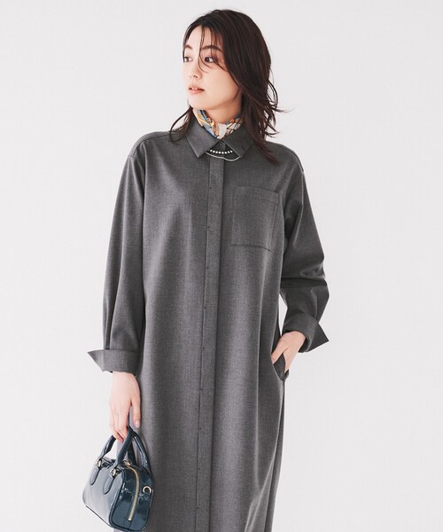 【極美品】UNTITLED 洗える/ゆったり/前開き シャツワンピース 長袖 UNTITLED ワンピース 「洗える/ゆったり/前開き」シャツ