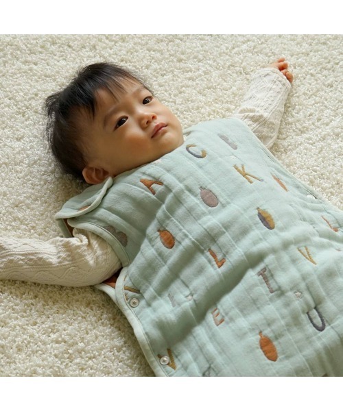 スリーパー 「10mois(ディモワ)」ふくふくガーゼ(6重ガーゼ) コットンウールスリーパー (ベビーサイズ)