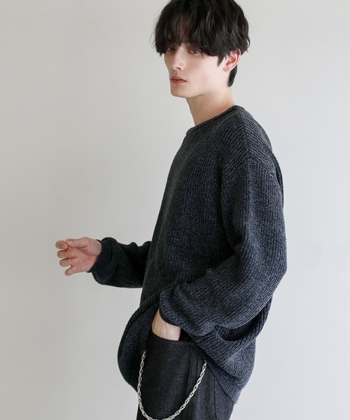 Lサイズ C.E ジャガードクルーネックセーター 日本製 ASTRONOMY セーター ニット モールジャガードクルーネックニット