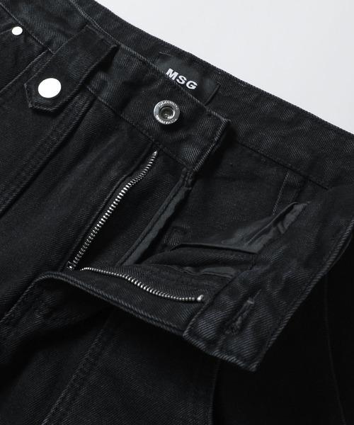 ジーンズ ワイドストレートバギーダブルニーデニムパンツ メンズ