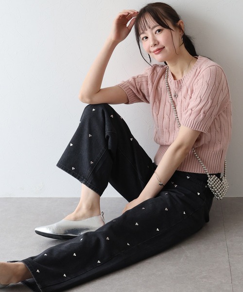 BLUEEAST ジーンズ デニム デニムパンツ ハートスタッズデニム