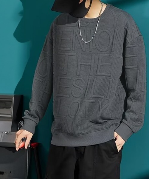AsaAura パーカー エンボス加工ロゴtシャツ メンズ 長袖 メンズ