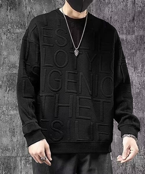 AsaAura パーカー エンボス加工ロゴtシャツ メンズ 長袖 メンズ