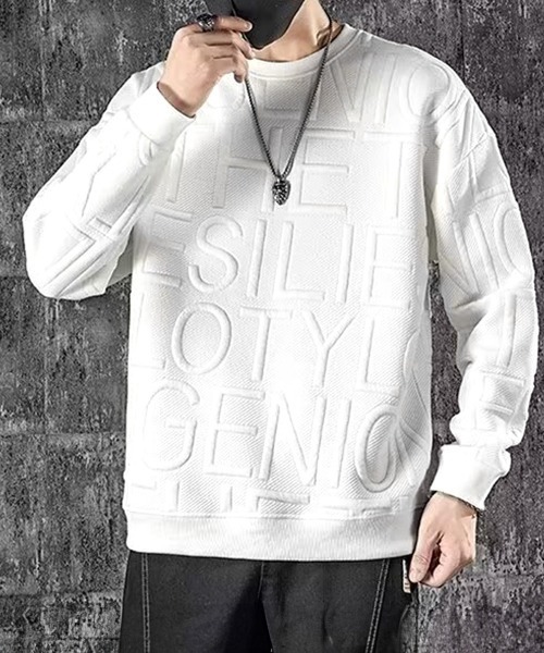AsaAura パーカー エンボス加工ロゴtシャツ メンズ 長袖 メンズ