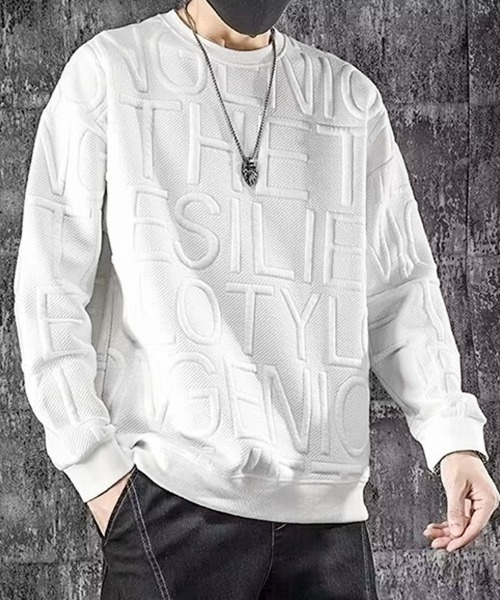 AsaAura パーカー エンボス加工ロゴtシャツ メンズ 長袖 メンズ