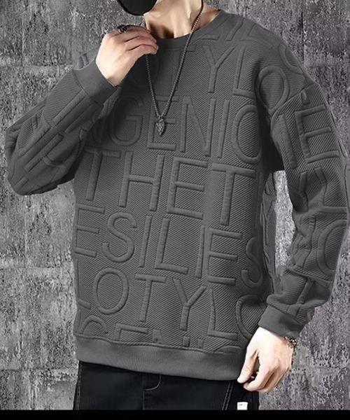 AsaAura パーカー エンボス加工ロゴtシャツ メンズ 長袖 メンズ