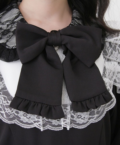 DearMyLove ワンピース 袖レース切替ヨークフリルワンピース